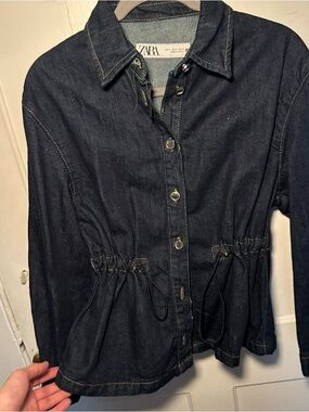 ZARA Dark Blue Denim Jacket with Button Front